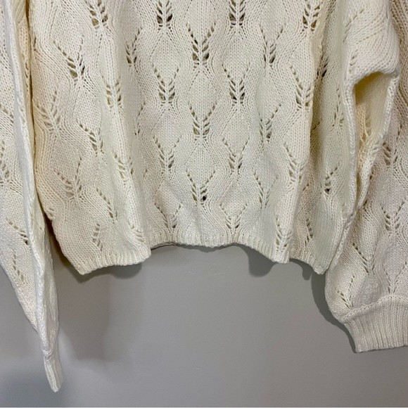 Wild Fable Women’s Cropped Long Sleeve Open Knit Chunky Sweater Cream NWT - Picture 3 of 7